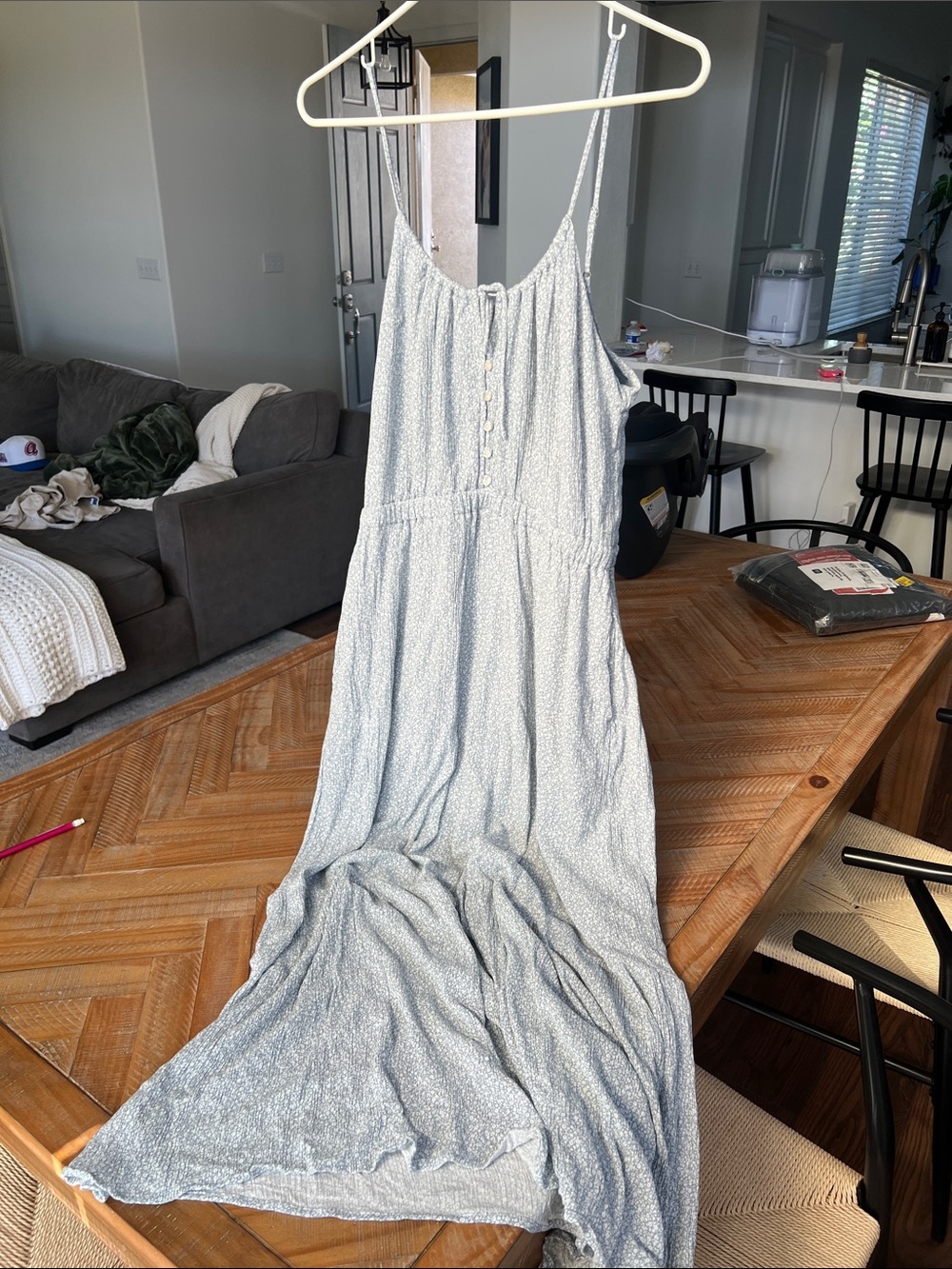 Abercrombie & fitch Light Blue Floral Maxi Sundress with Spaghetti Straps